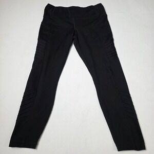 Yogalicious Lux Moto Legging Women XL Black Ribbed Pockets High Waist Activewear